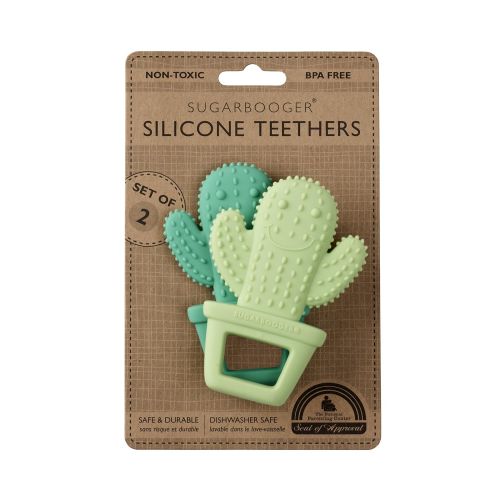  [아마존베스트]SUGARBOOGER Sugarbooger Silicone Teether Set-of-Two, Happy Cactus