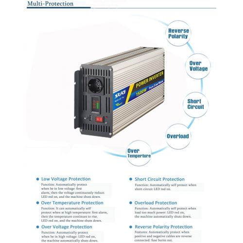  [아마존베스트]-Service-Informationen Sugpv Sug 1000 W - 5000 W Inverter, Peak DC 12 V, 24 V to AC 220 V, 230 V, Voltage Converter, Power Inverter, Pure Sine Wave