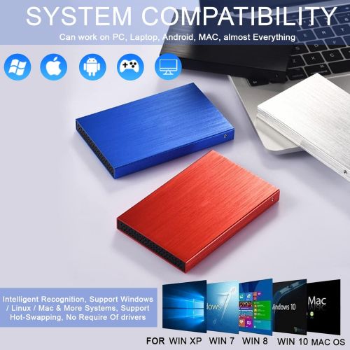  Suhsai Portable External Hard Drive, USB 2.0, 2.5 Slim External Hard Drive Plug and Play Hardrive for Storage, Backup for Computer, MAC, Desktop, Laptop, MacBook, Chromebeook (120 GB, Bla