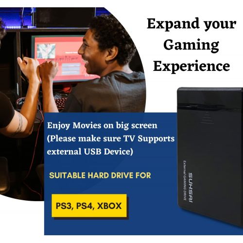  Suhsai External Gaming Drive 2.5 HDD, 3.0 USB Portable External Hard Disk Drive, Storage and Back up Game Drive for Xbox, PS4, PS3, PC Games, Android Games, Smartphones, MAC and Many More