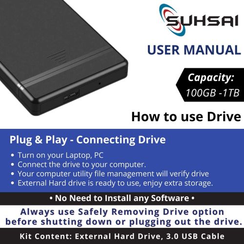  Suhsai External Gaming Drive 2.5 HDD, 3.0 USB Portable External Hard Disk Drive, Storage and Back up Game Drive for Xbox, PS4, PS3, PC Games, Android Games, Smartphones, MAC and Many More