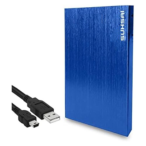  SUHSAI Portable External Hard Drive, USB 2.0, 2.5 Slim External Hard Drive Plug and Play Hardrive for Storage, Backup for Computer, MAC, Desktop, Laptop, MacBook, Chromebeook (1TB, Blue)