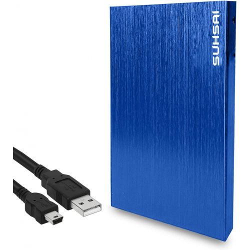  SUHSAI Portable External Hard Drive, USB 2.0, 2.5 Slim External Hard Drive Plug and Play Hardrive for Storage, Backup for Computer, MAC, Desktop, Laptop, MacBook, Chromebeook (1TB, Blue)