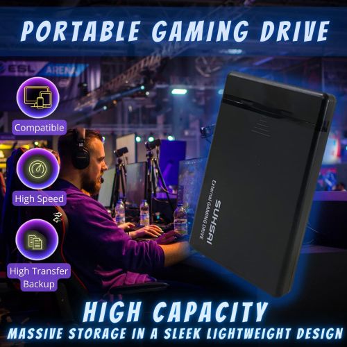  SUHSAI Game Drive 3.0 USB, External Gaming Hard Drive Supports All Gaming Consoles, Laptop Gaming, Desktop Gaming and More, Store and Backup More Games (320 GB)