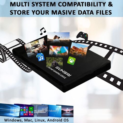  SUHSAI Game Drive 3.0 USB, External Gaming Hard Drive Supports All Gaming Consoles, Laptop Gaming, Desktop Gaming and More, Store and Backup More Games (320 GB)