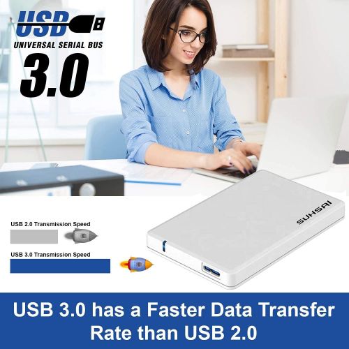  SUHSAI External Hard Drive Portable HDD, 3.0 USB External Hard Disk, Ultra Fast Slim Drive for Storage, Back up for PC, MAC, Desktop, Laptop, MacBook, Chromebook, Gaming Consoles, Smart T