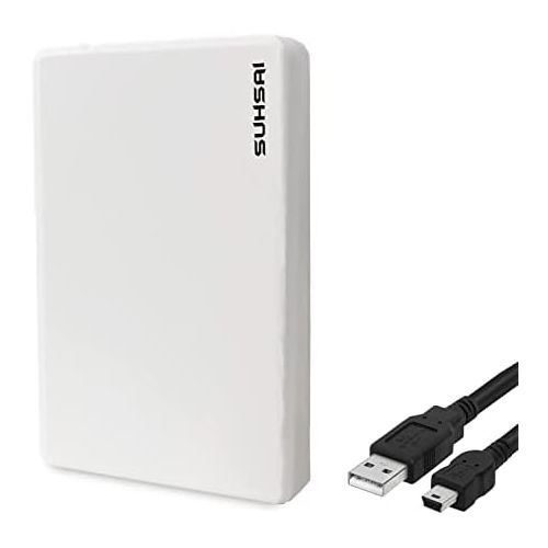  Suhsai Portable External Hard Drive HDD, 2.5 Slim Lightweight Hard Disk Drive, USB 2.0 for Computer, Laptop, PC, Mac, Chromebook- for Storage and Back Up (White, 500GB)