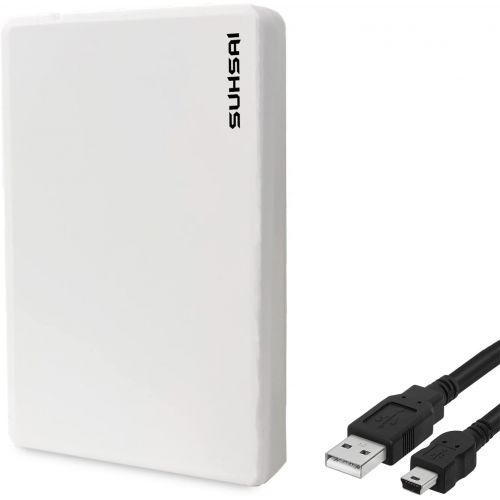  Suhsai Portable External Hard Drive HDD, 2.5 Slim Lightweight Hard Disk Drive, USB 2.0 for Computer, Laptop, PC, Mac, Chromebook- for Storage and Back Up (White, 500GB)