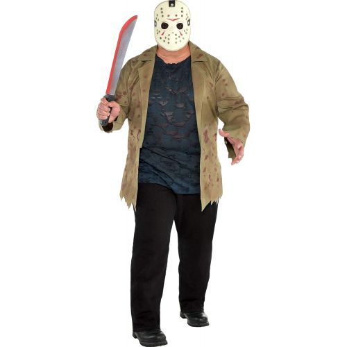  할로윈 용품SUIT YOURSELF Jason Voorhees Costume for Men, Friday The 13th, Plus Size, Includes Jacket, Shirt and Mask