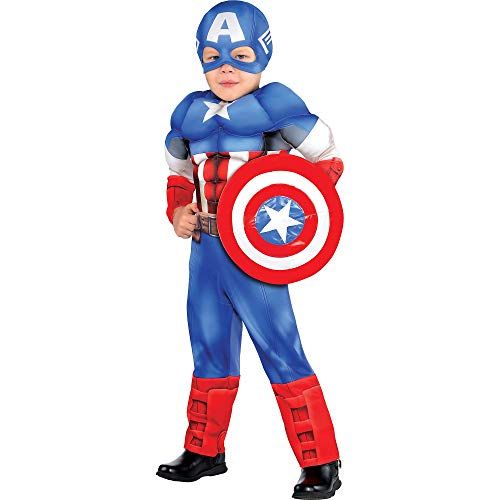  할로윈 용품Suit Yourself Classic Captain America Muscle Halloween Costume for Toddler Boys, Includes Headpiece