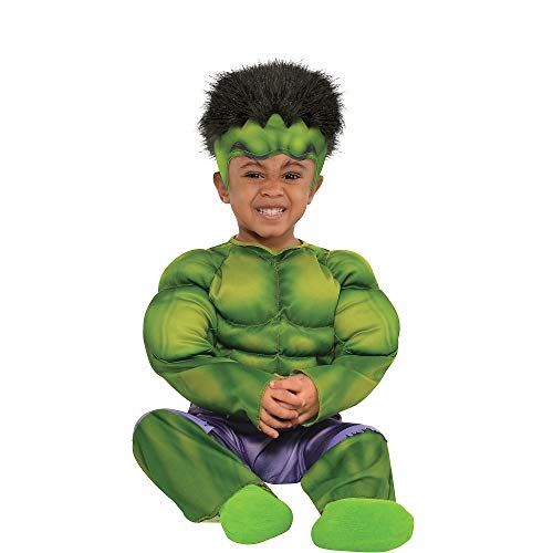  할로윈 용품Suit Yourself Hulk Muscle Costume for Babies, Includes a Padded Jumpsuit and a Hat with Hair