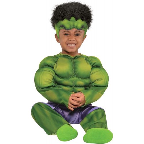  할로윈 용품Suit Yourself Hulk Muscle Costume for Babies, Includes a Padded Jumpsuit and a Hat with Hair