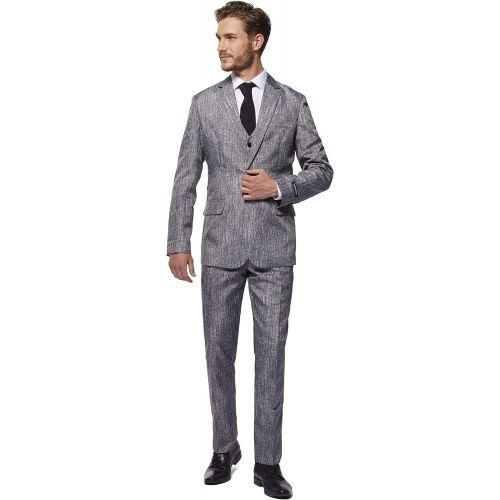  할로윈 용품SUITMEISTER Grey Gangster Halloween Suit | Unisex Slim Fit | Includes Grey Blazer Jacket, Pants & Tie