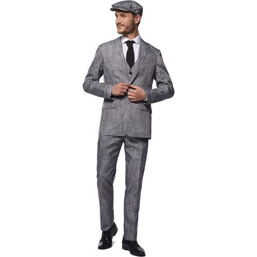  할로윈 용품SUITMEISTER Grey Gangster Halloween Suit | Unisex Slim Fit | Includes Grey Blazer Jacket, Pants & Tie