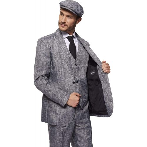  할로윈 용품SUITMEISTER Grey Gangster Halloween Suit | Unisex Slim Fit | Includes Grey Blazer Jacket, Pants & Tie