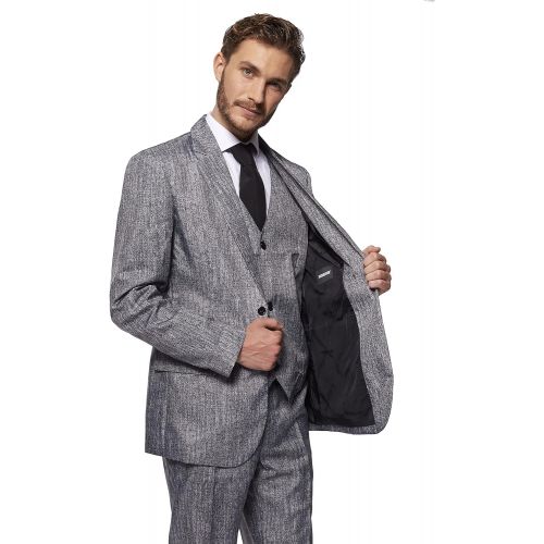  할로윈 용품SUITMEISTER Grey Gangster Halloween Suit | Unisex Slim Fit | Includes Grey Blazer Jacket, Pants & Tie