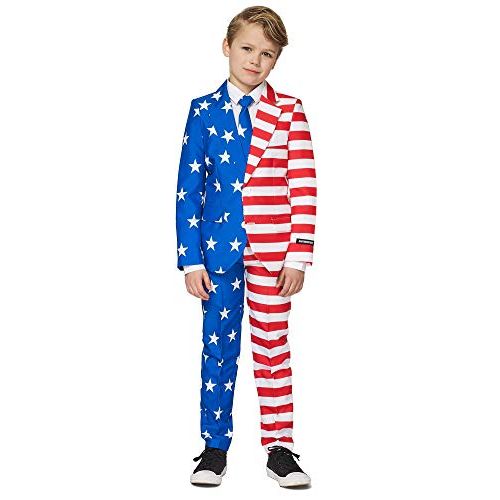  할로윈 용품SUITMEISTER Fun Suits for Boys - US Flag - Includes Jacket, Pants & Tie - XL