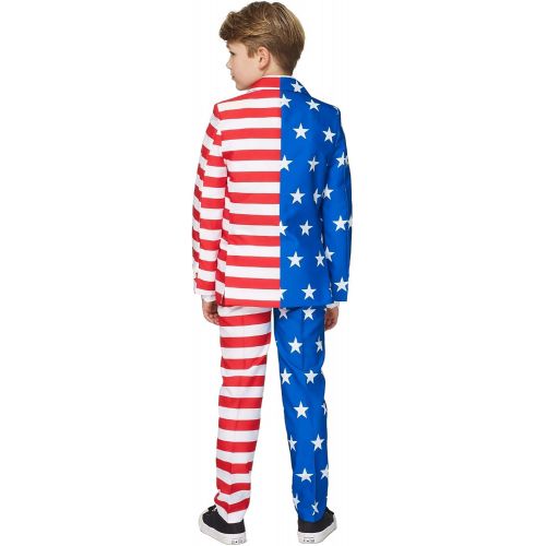  할로윈 용품SUITMEISTER Fun Suits for Boys - US Flag - Includes Jacket, Pants & Tie - XL