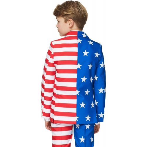  할로윈 용품SUITMEISTER Fun Suits for Boys - US Flag - Includes Jacket, Pants & Tie - XL