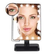 SUImeito - US shipment Square Table Dimmable Led Mirror 10X Magnifier Illuminated Makeup Mirror Cosmetic Vanity Mirror Touch Screen (Black)