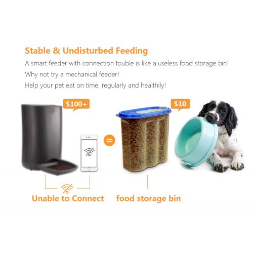  SUKI&SAMI Pets Automatic Pet Feeder Food Dispenser Dogs, Cats & Small Animals  Features Distribution Alarms, Portion Control & Voice Recording Timer Programmable Up to 4 Meals a D