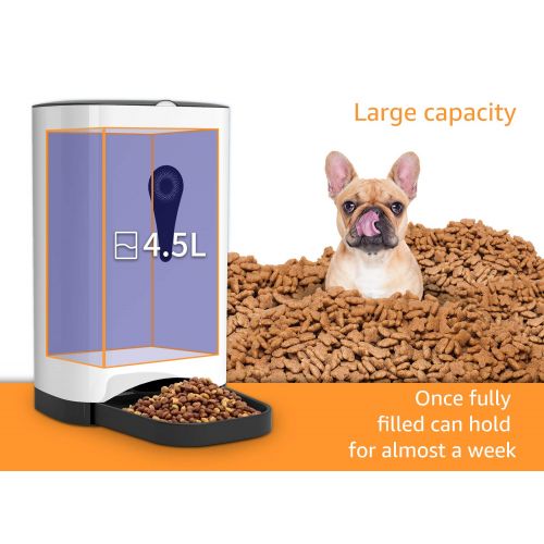  SUKI&SAMI Pets Automatic Pet Feeder Food Dispenser Dogs, Cats & Small Animals  Features Distribution Alarms, Portion Control & Voice Recording Timer Programmable Up to 4 Meals a D