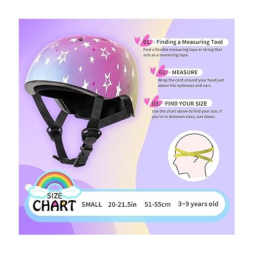  SULIFEEL Kids Bike Helmet for Boys and Girls Adjustable Toddler Skateboard Helmet for Multi-Sports Scooter Cycling Roller Skating Unicorn Stars