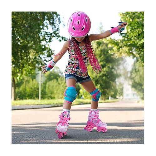  SULIFEEL Adjustable Roller Skates for Girls Boys Kids,Fun Illuminating Light Up Flash Wheels Three-Point Type Balance Suitable for Beginners Indoor Roller Skating