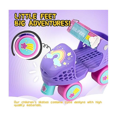  SULIFEEL Kids Adjustable Quad Roller Skates,Toddler Beginner Roller Skates for Girls and Boys Age 2-5 Years Old