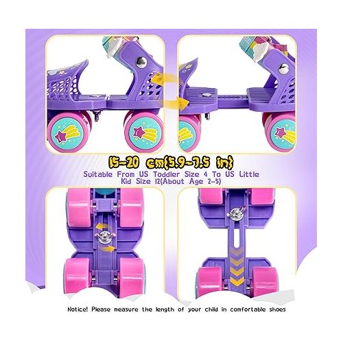  SULIFEEL Kids Adjustable Quad Roller Skates,Toddler Beginner Roller Skates for Girls and Boys Age 2-5 Years Old