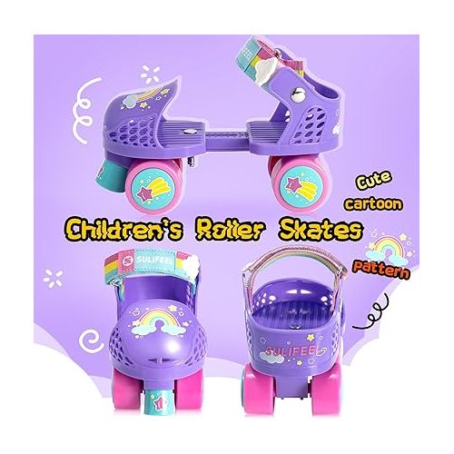  SULIFEEL Kids Adjustable Quad Roller Skates,Toddler Beginner Roller Skates for Girls and Boys Age 2-5 Years Old