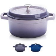 SULIVES Non-Stick Enamel Cast Iron Dutch Oven Pot with Lid Suitable for Bread Baking Use on Gas Electric Oven 5 Quart for 4-6 People(Purple)