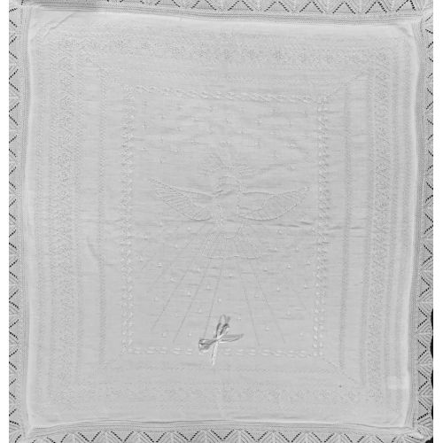  Suma White or Ivory Baby Christening Shawl, Baptism Blanket 40 X 50