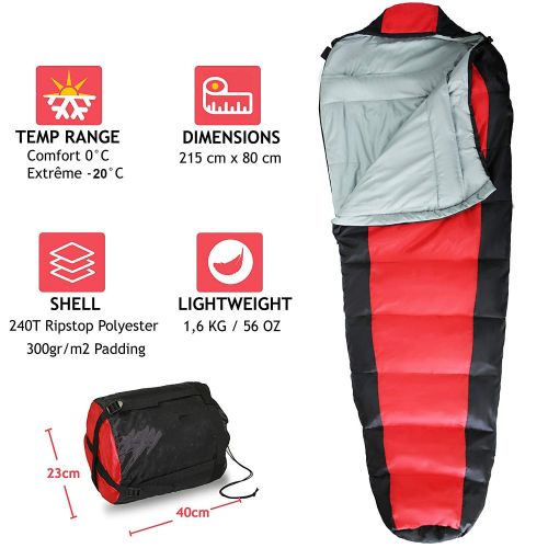  SUMER 0 Degree C Ultralight Down Mummy Sleeping Bag 3 Season Bag Under 1 Kg - The Lightest, Bag for Hiking, Backpacking, and Camping