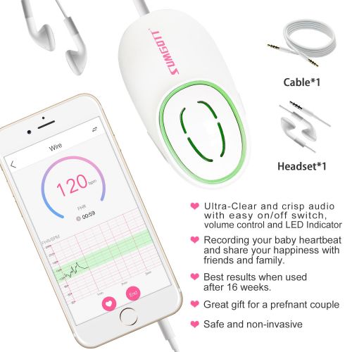 SUMGOTT Baby Monitor Sound Amplifier Recorder - Hear Your Baby’s Kicks & Noise in Womb - FDA Approved … (2)