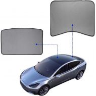 SUMK Model 3 Glass Roof Sunshade Sunroof Rear Window Sunshade Compatible for Tesla Model 3 (2 of Set) (top roof+ Rear)