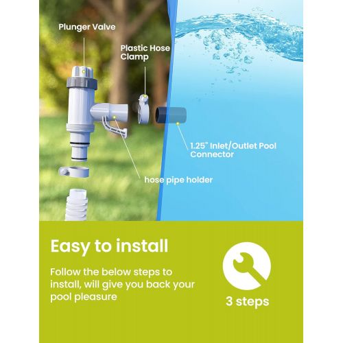  SUMMERBUDDY Pool Hose Adapter for Above Ground Swimming Pool, Pool Replacement Parts with Plunger Valve and Pool Pipe Holder Compatible with Intex/Bestway/Stock Tank Pool, Pool Pum