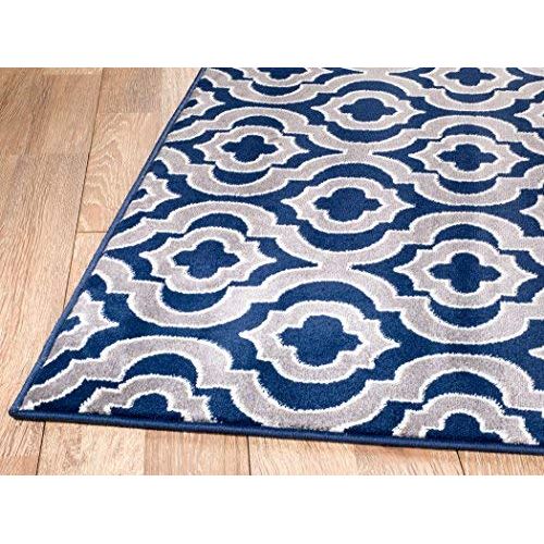  SUMMIT BY WHITE MOUNTAIN Summit ZX-ZLL3-300V New Elite ST43 Navy Grey White mo roccan Trellis Modern Abstract Area Rug Multi Color Many 2x7 4x6 5x7 8x11 (2x3 Door mat Actual is 22 inch x 35 inch)