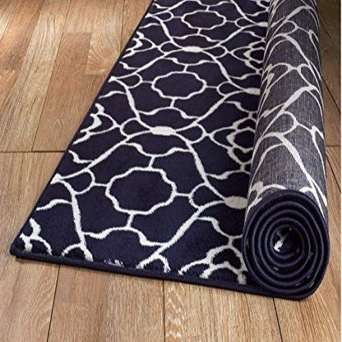  SUMMIT BY WHITE MOUNTAIN New Summit Elite S 67 Navy Blue White Trellis Garden Modern Abstract Area Rug (8x11 Actual is 7.4x10.6)