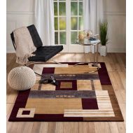 SUMMIT BY WHITE MOUNTAIN Summit Gulistan S 2813 Marron Geometric Transitional Area Rug Modern Abstract Rug (2x3 Scatter Door mat Size)