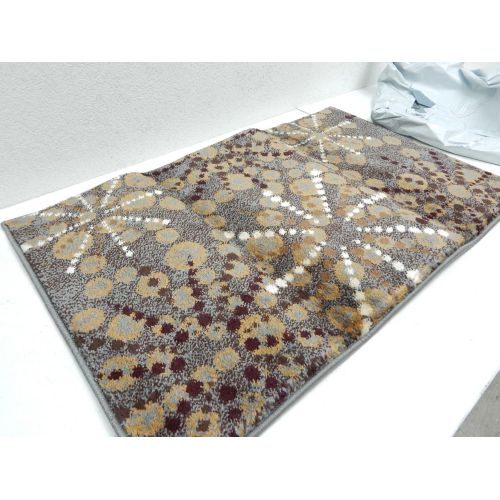  SUMMIT BY WHITE MOUNTAIN Summit S77 Venice Grey Vintage Retro style Area Rug Modern Abstract Rug Many Sizes Available (2x3 door mat Actual is 22 inch x 35 inch)