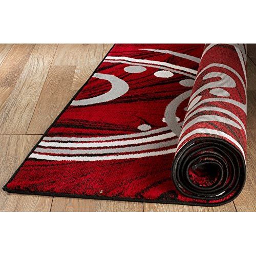  SUMMIT BY WHITE MOUNTAIN Summit 0N-CIPW-QLMS New Elite 49 Red White Grey Black Swirls Modern Abstract Area Rug Multi Color Many Sizes Available , 5 x 7 actual is 4.10 x 7.2