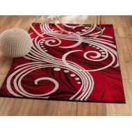 SUMMIT BY WHITE MOUNTAIN Summit O1-8FJ2-YHFE New Elite 49 Red White Grey Black Swirls Modern Abstract Area Rug Multi Color Many Sizes Available, 5 x 7 actual is 4.10 x 7.2
