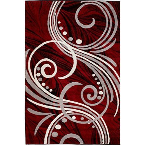  SUMMIT BY WHITE MOUNTAIN Summit O1-8FJ2-YHFE New Elite 49 Red White Grey Black Swirls Modern Abstract Area Rug Multi Color Many Sizes Available, 5 x 7 actual is 4.10 x 7.2