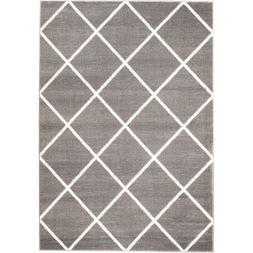  SUMMIT BY WHITE MOUNTAIN Summit 23-76LD-ZMMX 80 Venice Grey Diamond Trellis Di Stressed Vintage Retro Style Area Modern Abstract Rug, 2x3 Door mat Actual is 22 inch x 35 inch