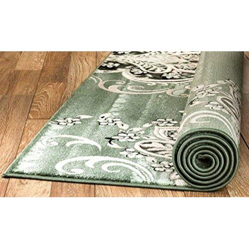  SUMMIT BY WHITE MOUNTAIN Summit 405blue8/11 Chatham 203 Damask Area Rug, (22 X 35 INCH Door MAT, SAGE), INCH INCH