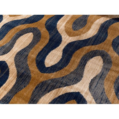  SUMMIT BY WHITE MOUNTAIN Summit S75 Venice Blue beige Trellis Area Rug Modern Abstract Rug Many Sizes Available (2x3 door mat Actual is 22 inch x 35 inch)