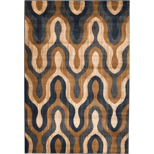  SUMMIT BY WHITE MOUNTAIN Summit S75 Venice Blue beige Trellis Area Rug Modern Abstract Rug Many Sizes Available (2x3 door mat Actual is 22 inch x 35 inch)