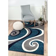 SUMMIT BY WHITE MOUNTAIN Summit CHM 201 New 32 Swirl Blue Navy White Light Gray Area Rug Abstract Carpet Sizes Available (3.8 X 5 ), 4 X 5 ACTUAL IS 3.8 X 5