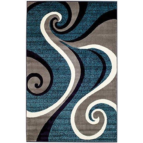  SUMMIT BY WHITE MOUNTAIN Summit CHM 201 New 32 Swirl Blue Navy White Light Gray Area Rug Abstract Carpet Sizes Available (3.8 X 5 ), 4 X 5 ACTUAL IS 3.8 X 5